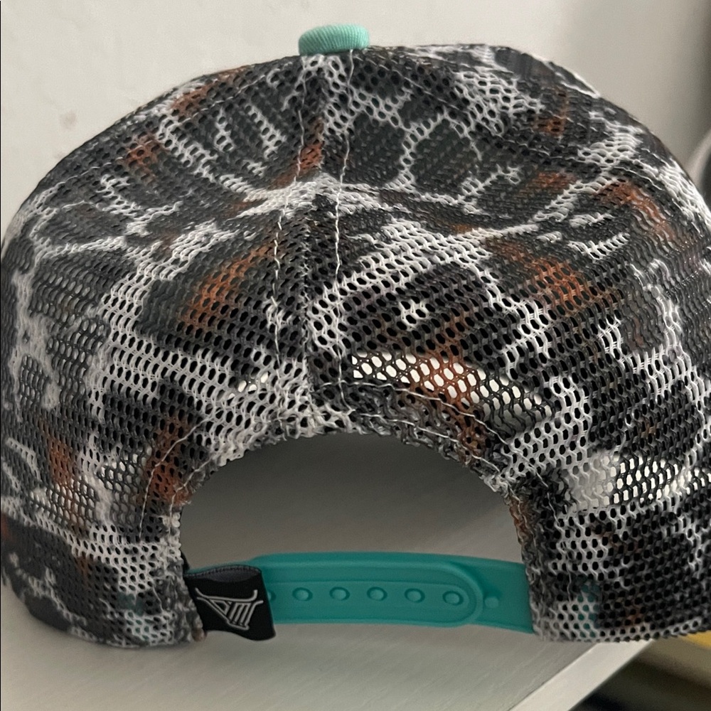 Mint and Black Trucker Hat with Bull Patch - Picture 3 of 4